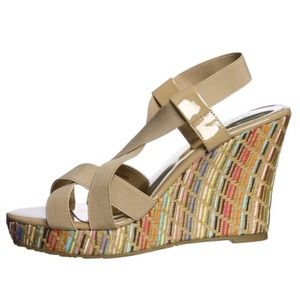 Charles by Charles David “Legit” Wedge Sandals Size 8 Espadrilles Stacked Heels